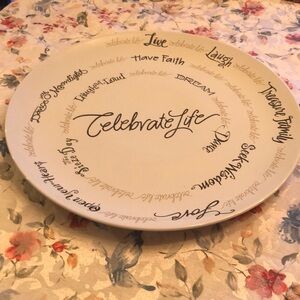 Life Is A Circle 14” Ceramic Serving Platter “Celebrate Life” by Carson